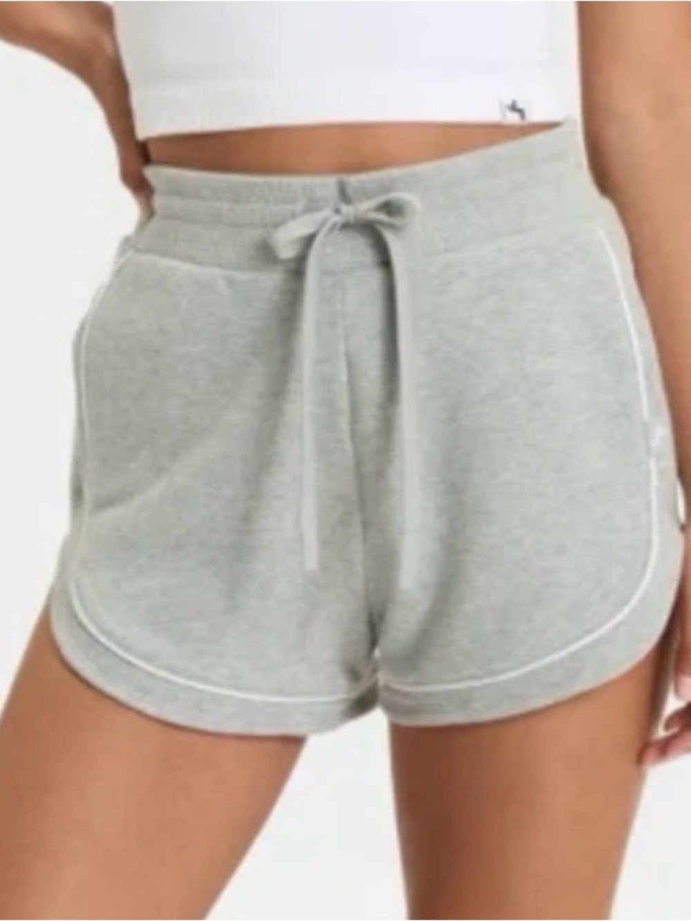 JoyLab Light Gray Athletic Drawstring Shorts with White Piping